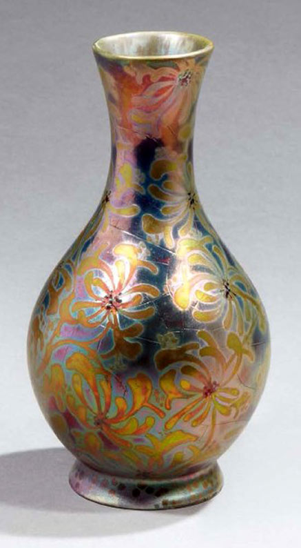 Clement Massier iredescent glaze vase