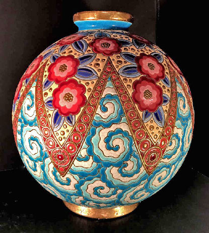 Rare-French Art Deco Ceramic Vase - Longwy-1stDibs