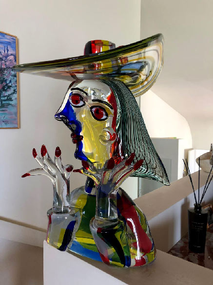 Homage to Picasso Murano Sculpture by Walter Furlan