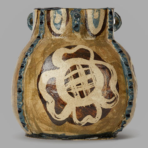 Lydia Corbett-studio art pottery-three handled vase