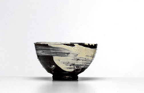 Shiro Tsujimura Tea Bow with Brushed Pattern,-c2010