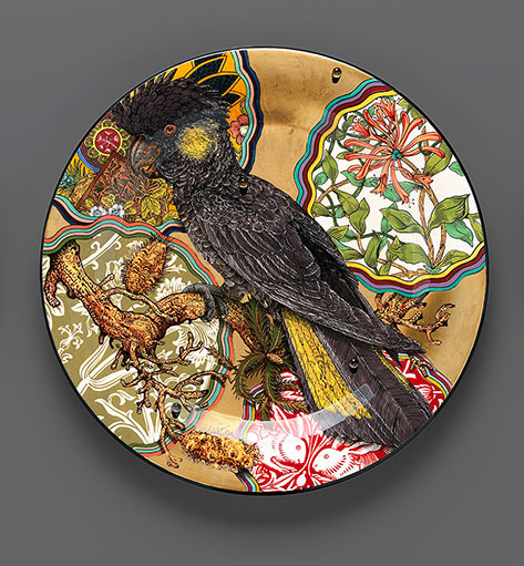 Camouflage series Serving plate-Yellow Tailed Black Cockatoo