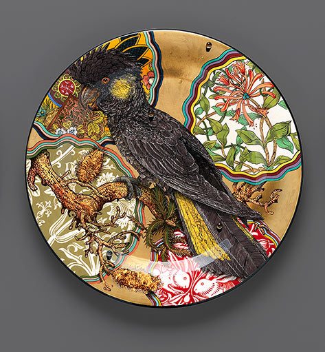 Camouflage series Serving plate-Yellow Tailed Black Cockatoo