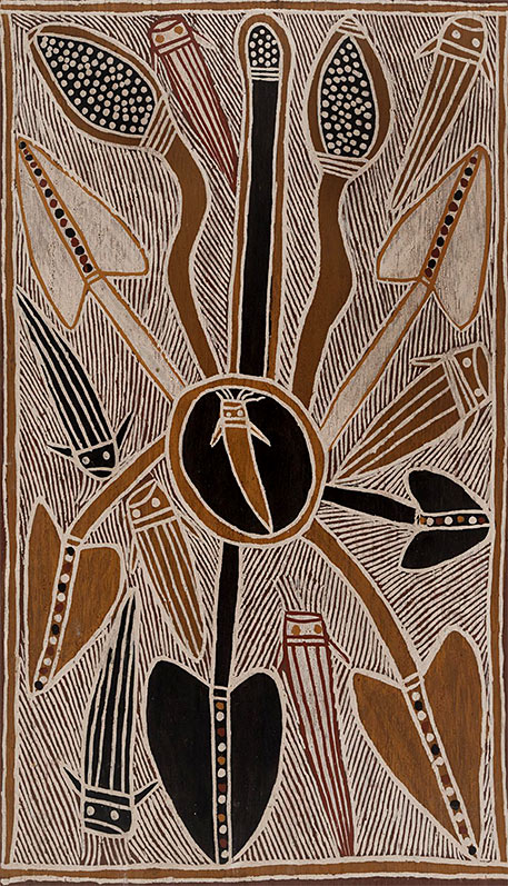 Charles Boyun--Waterlillies--aboriginal bark painting