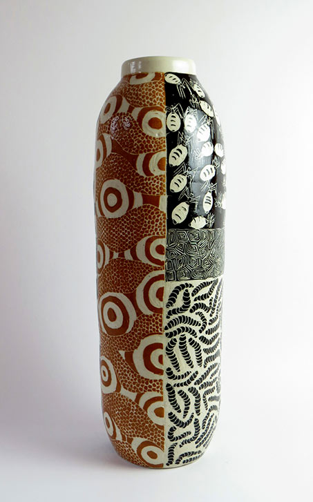Derek Jungarrayi Thompson,-Ernabella Ceramics,-Kungkarangkalpa-II,-2015,-Stoneware,-H-52.5cm