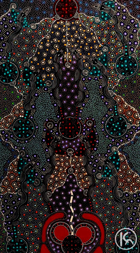 Dreamtime Sisters-Colleen Wallace Nungari--Arboriginal dot Art