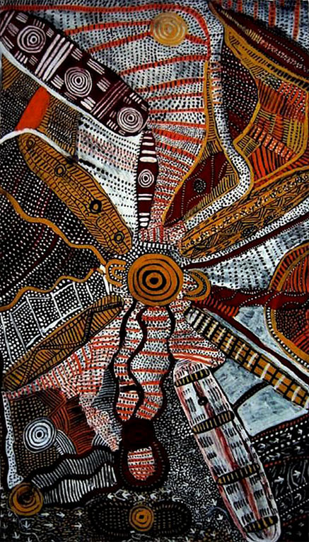 Johnny Warungula Tjupurrula -- abstract Idigenous painting