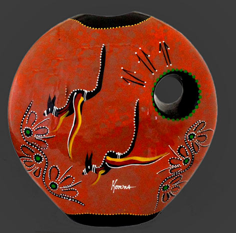 Moon Vase-Kangaroo-journey painted by Koruna (Suzi-Gaughan)