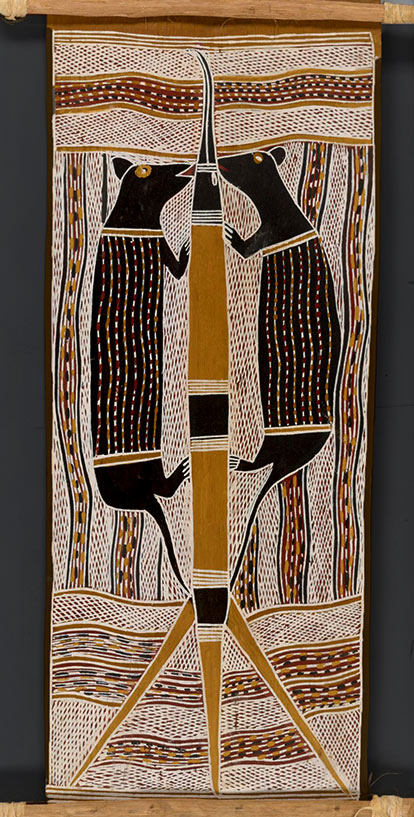 Aboriginal art on bark Narritjin Maymuru--Marrngu the Possum--1969