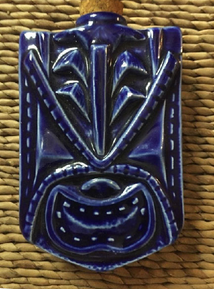 Pocket Kahuna Tiki Farm-2004-Ceramic Flask Cobalt Blue-Designed by Squid
