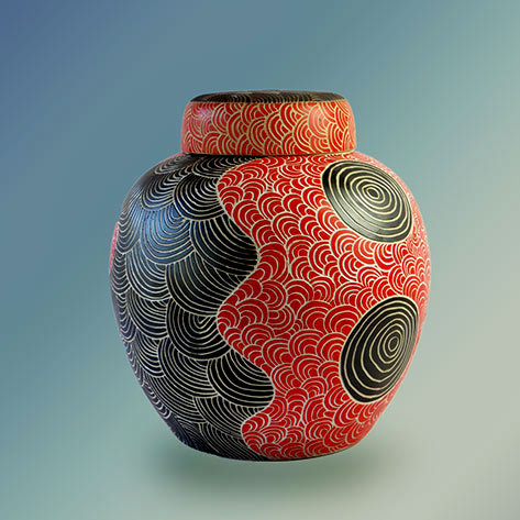 Tjimpuna Williams,-Ernabella-Ceramics,-Tali---Sand Dunes,-2015,-Stoneware,-H-47