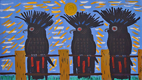 Turbo Japingka---Black Cockatoos painting