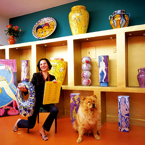 Isabelle Tuchband with ceramic vases