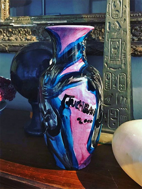 Isabelle Tuchband pink and blue baluster vase