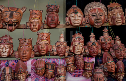 Ceramic heads displayed at market-day-chichicastenango-guatemala