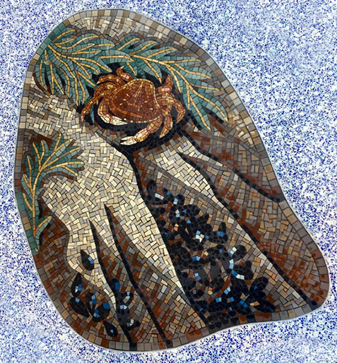 Dungenese Crab--Gary-Drostle--Dungeness Crab and mussels mosaic-panel