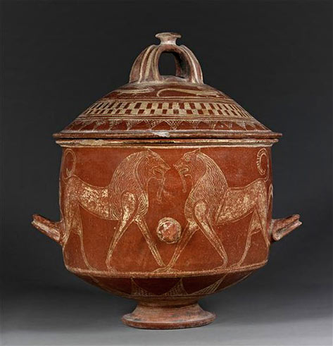 Etruscan-Vase-with-lid--animals-facing-each-other-and-geometric-patterns.-Cerveteri.-Around-630-BC