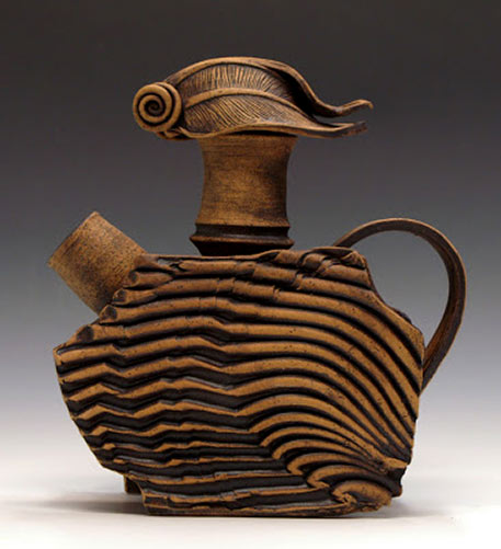 Sandy Terry hand-built and wheel thrown decorative wirecut teapot