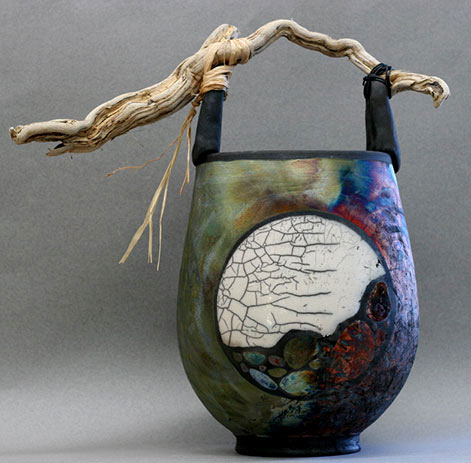 Eclpise raku basket-Dragonfly Pottery