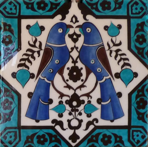 Iznik tle twin Doves turquoise blue and black