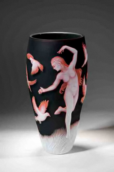 Ceramic vessel-Lady and doves Alasdair and Rish Gordon