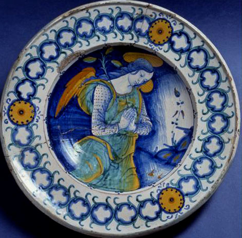 Deruta plate decorated with Angel--Umbria 16th century