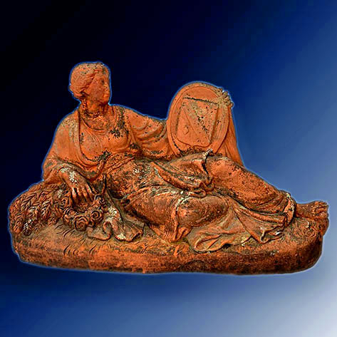 19th Century French Terracotta Sculpture of a reclining Lady