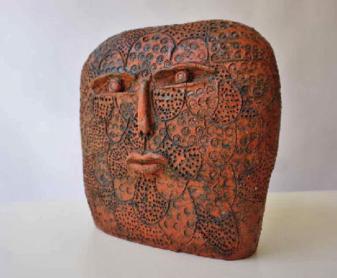 Terracotta vintage head sculpture