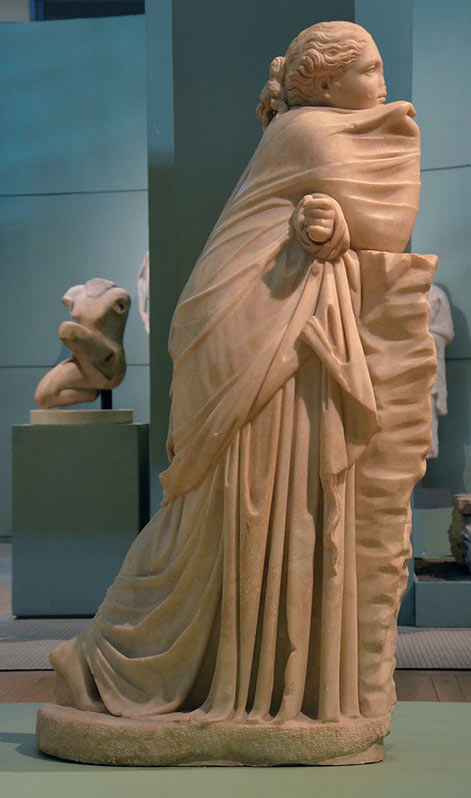Statue of a Muse (Polyhymnia), Found in via Terni inside an ancient underground passage in the area of the Horti Variani, 2nd century BC, Centrale Montemartini, Rome