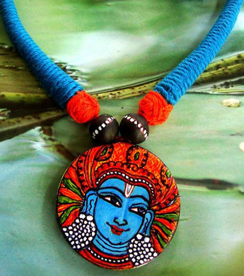 Terracotta neck piece with Kerala style painting