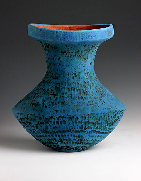 COCAkins Lee Jarwith Wide Lip coil built terracotta,-underglazes and oxides,-cone 02 oxidation----Copper Moon Gallery