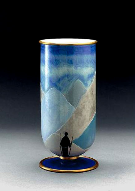 Sèvres Art Déco vase with mountain explorer