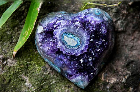 Amethest, Agate and Chlorite heart