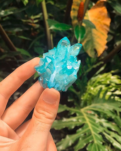 Aqua-Aura crystal at Shambhala Gardens