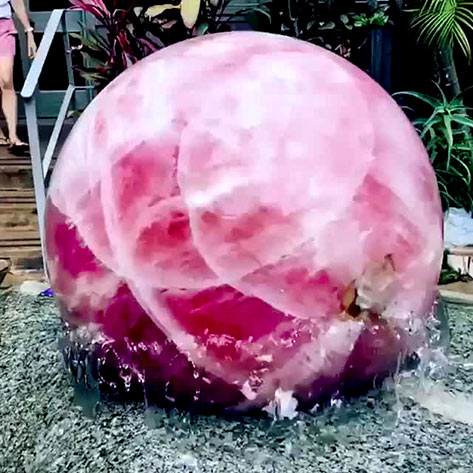 Rose quartz spherical fountain-spins-each-and-every-day