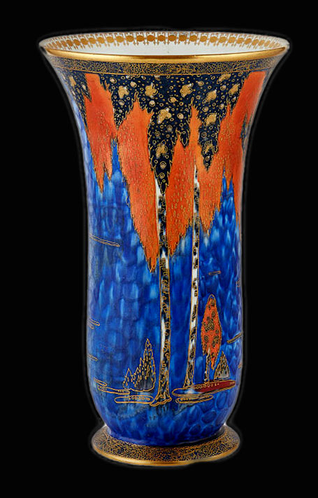 Art Deco vase-Forest-Pattern-with-stylised-trees