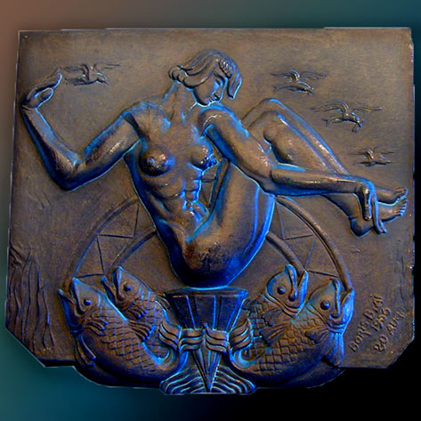 The Birth of Venus-Important Art Deco Panel- sculptural bas relief-----Boris Blai-1956