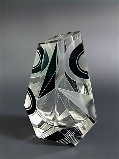 Czech Jazz Art Deco glass vase