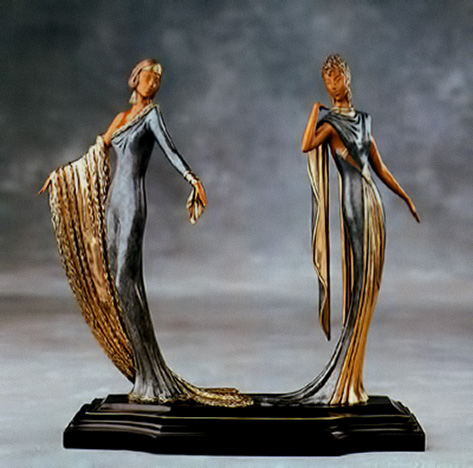 Duetto female Art Deco figure sculpture by-Erte