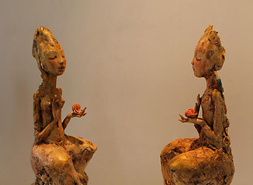Pat Swyler--ceramic sculpture kwan-yin