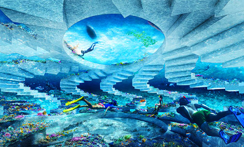 Diving at Reefline sculpture underwater park - Miami Beach