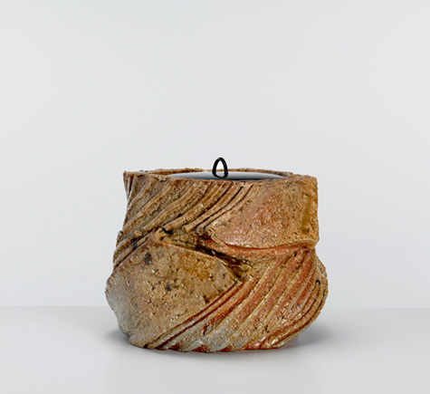 Shozo Michikawa-Natural Ash Sculptural stoneware Form Mizusashi,-2013