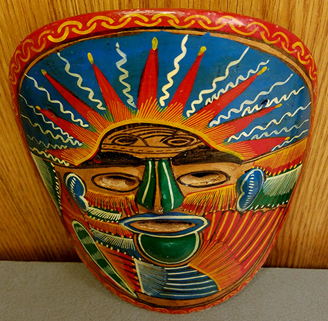 Aztec Style Sun Image--Pottery Wall Mask Mexico