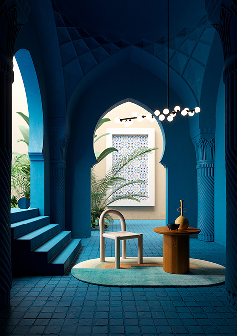 Azure blue Persian courtyard