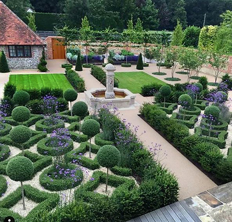 French inspried symmetrical garden