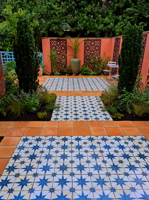 ceramic tiled courtyard, 