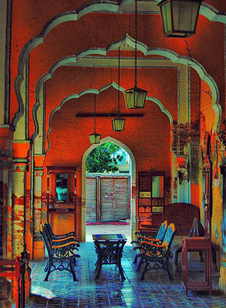 Rich colored Faiz Mahal, Khairpur, Pakistan