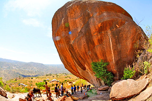 Giant rock boulder at Daga Kataba Ethiopia