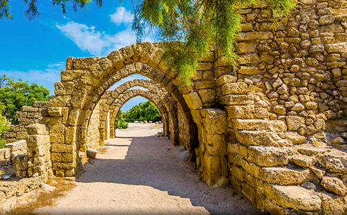 Caesarea Pilgrimage stone arches