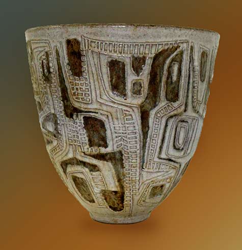 Clyde Burt Ceramic Vase with Sgraffito